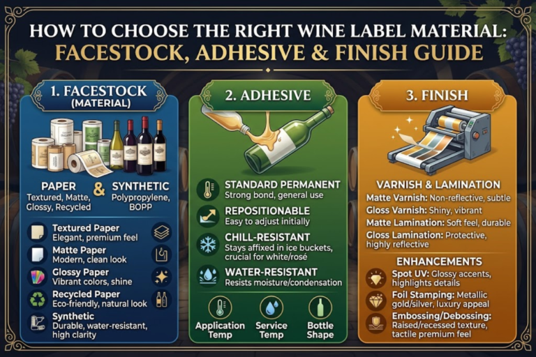 How to Choose the Right Wine Label Material: Facestock, Adhesive & Finish Guide