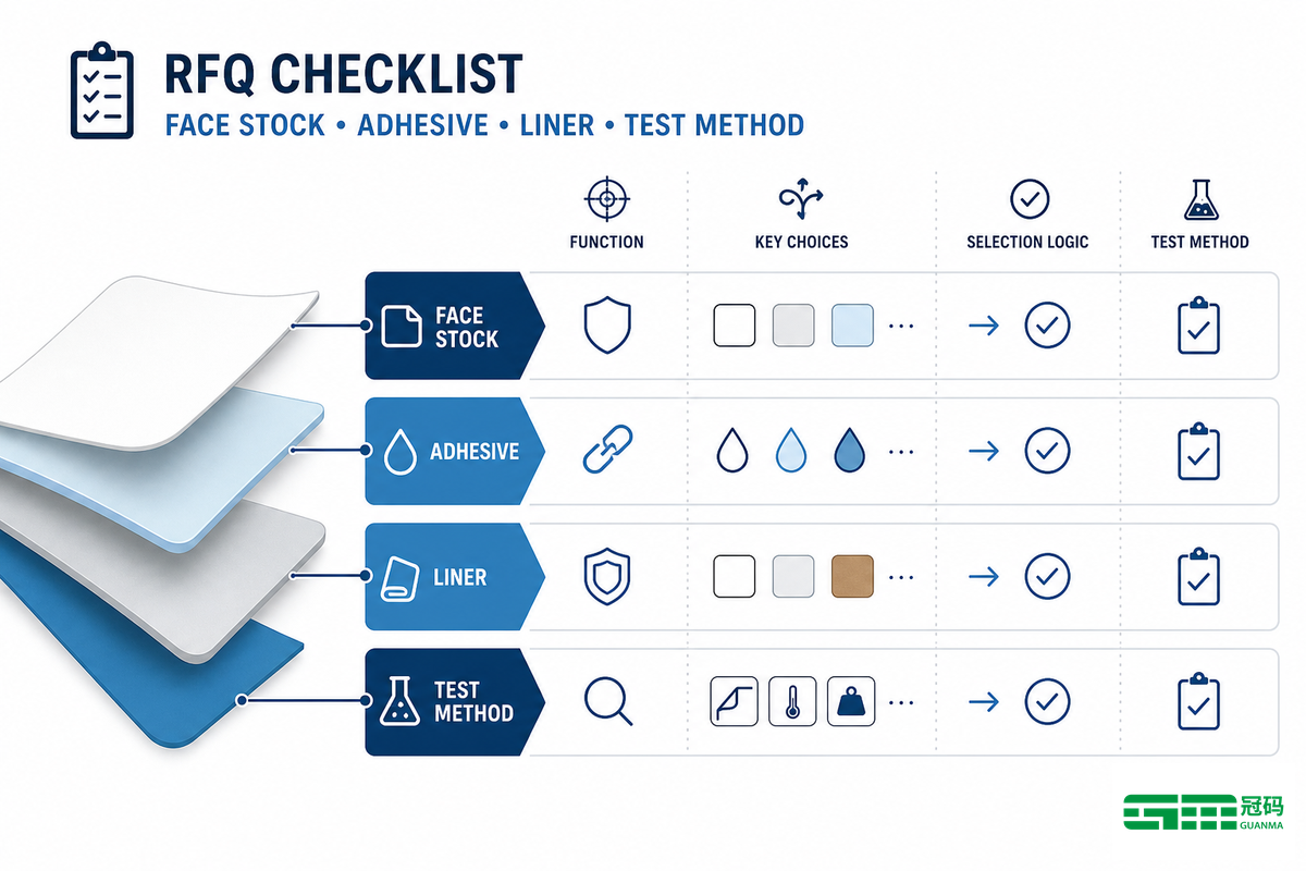 RFQ Checklist: Face Stock, Adhesive, Liner, and Test Method Fields — Guanma