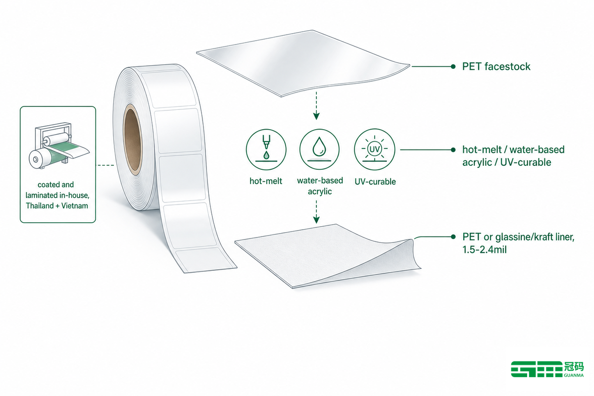 Inside a PET Label Roll: Facestock, Adhesive, and Liner Construction — Guanma