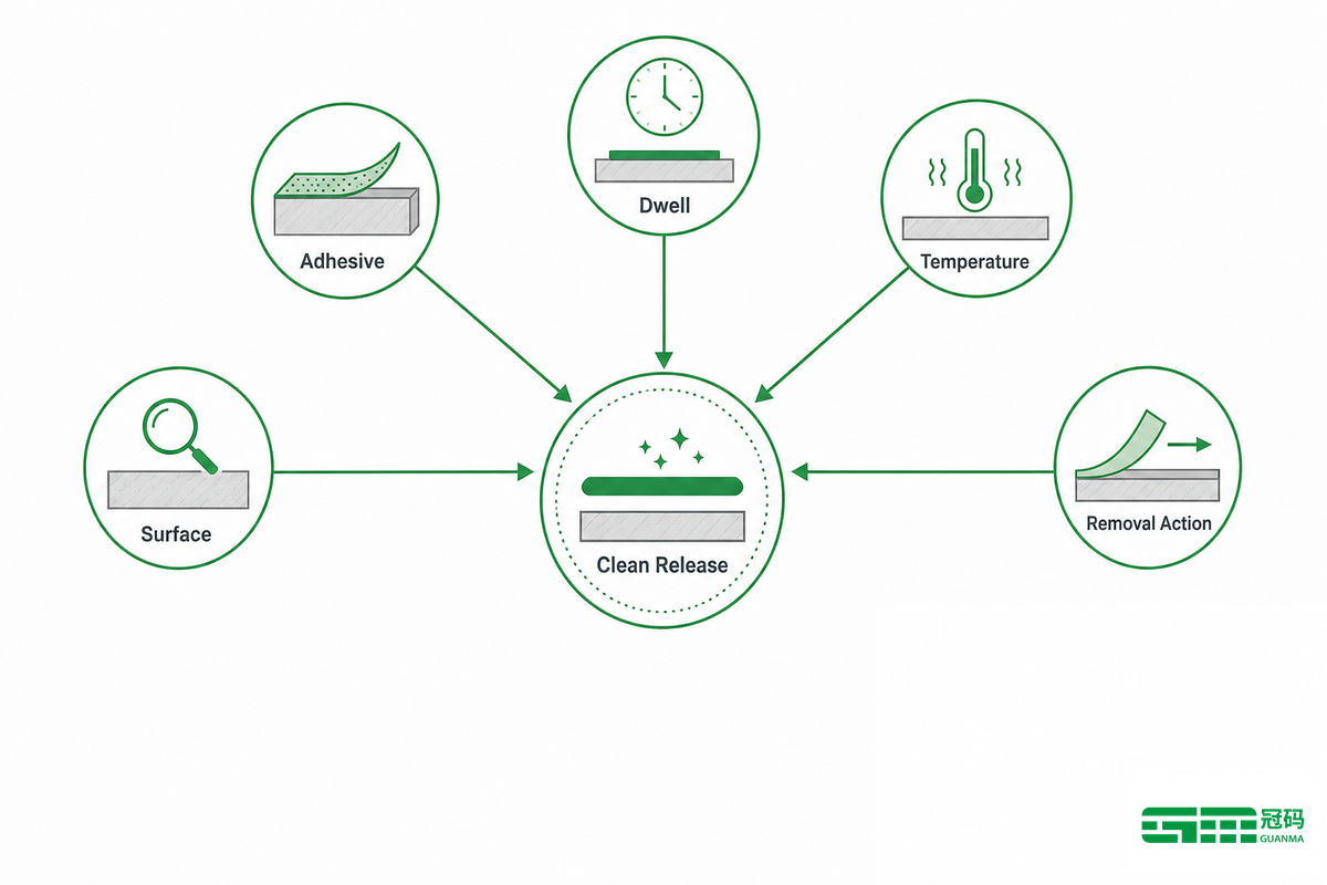 The Clean-Release Equation: Adhesive, Surface, Dwell, Temperature, and Removal Action - Guanma