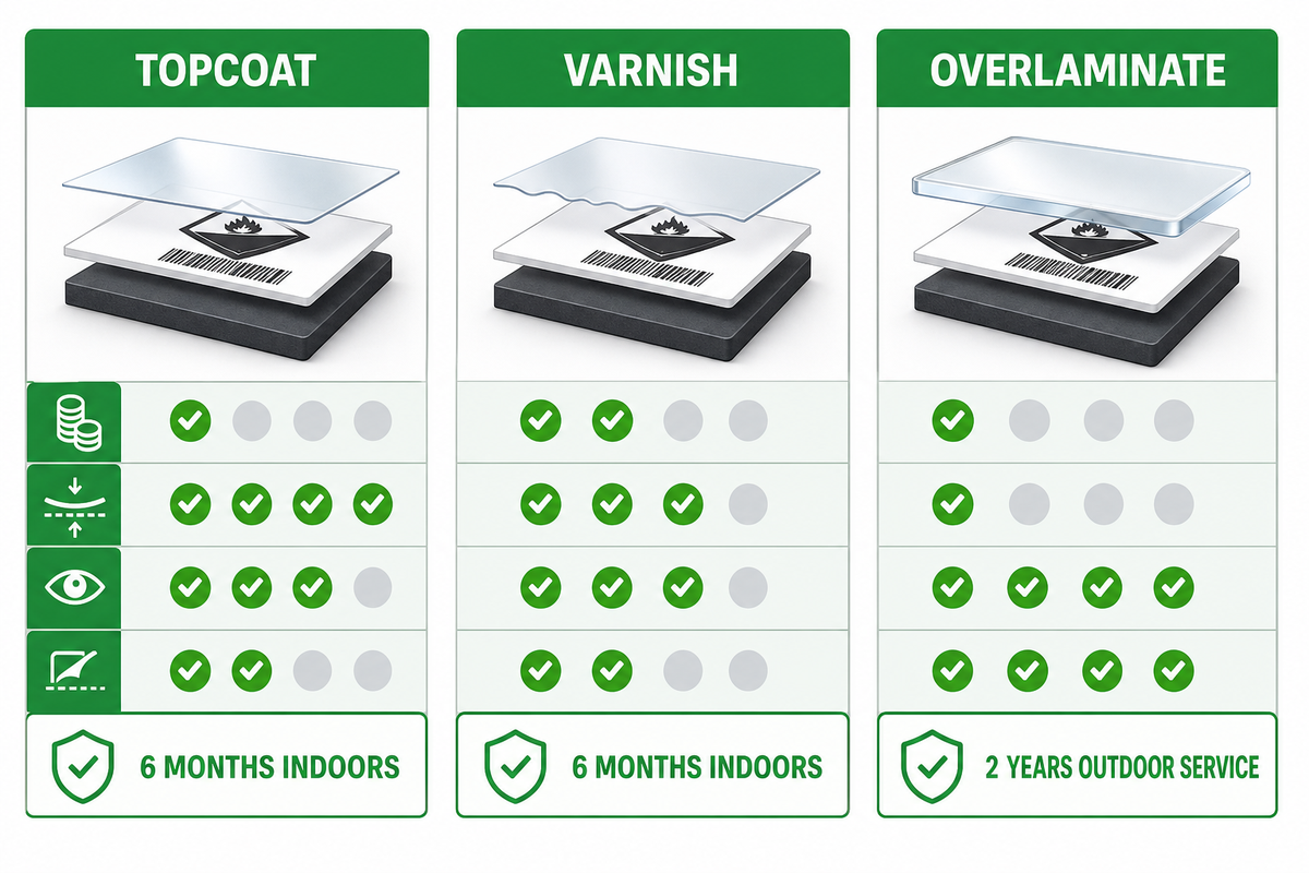 Decide Whether Topcoat, Varnish, or Overlaminate Fits — Guanma
