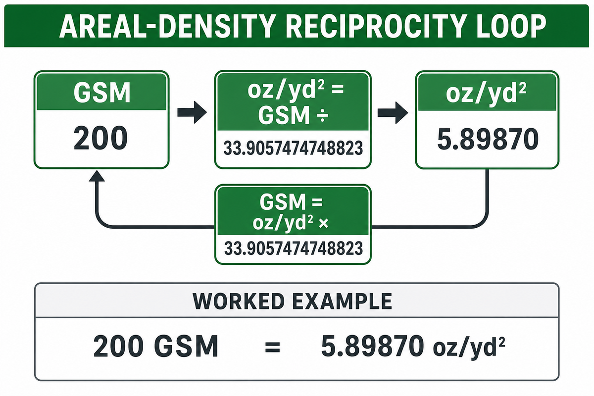 How do you convert GSM to oz/yd²?