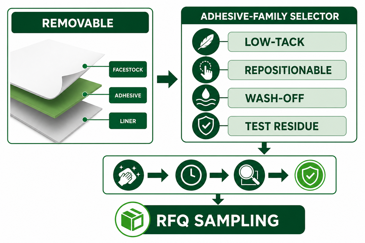 Choose the Adhesive: Removable, Low-Tack, Repositionable, or Wash-Off — Guanma