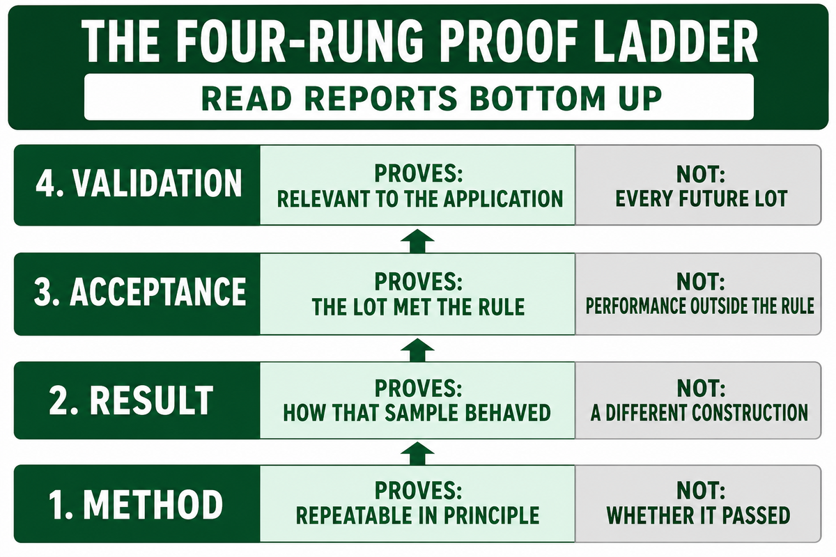 A Test Method Is Only the First Rung of the Proof Ladder — Guanma