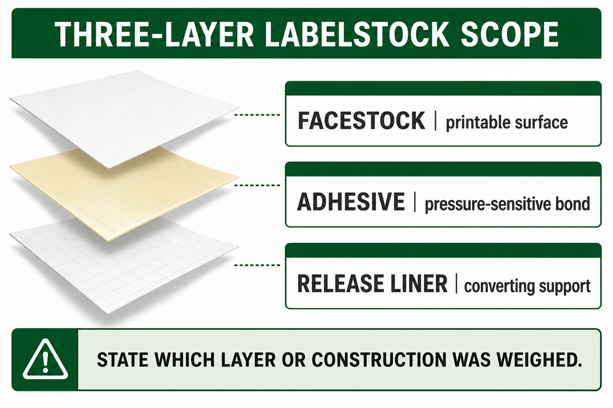 Which labelstock construction was weighed? — Guanma