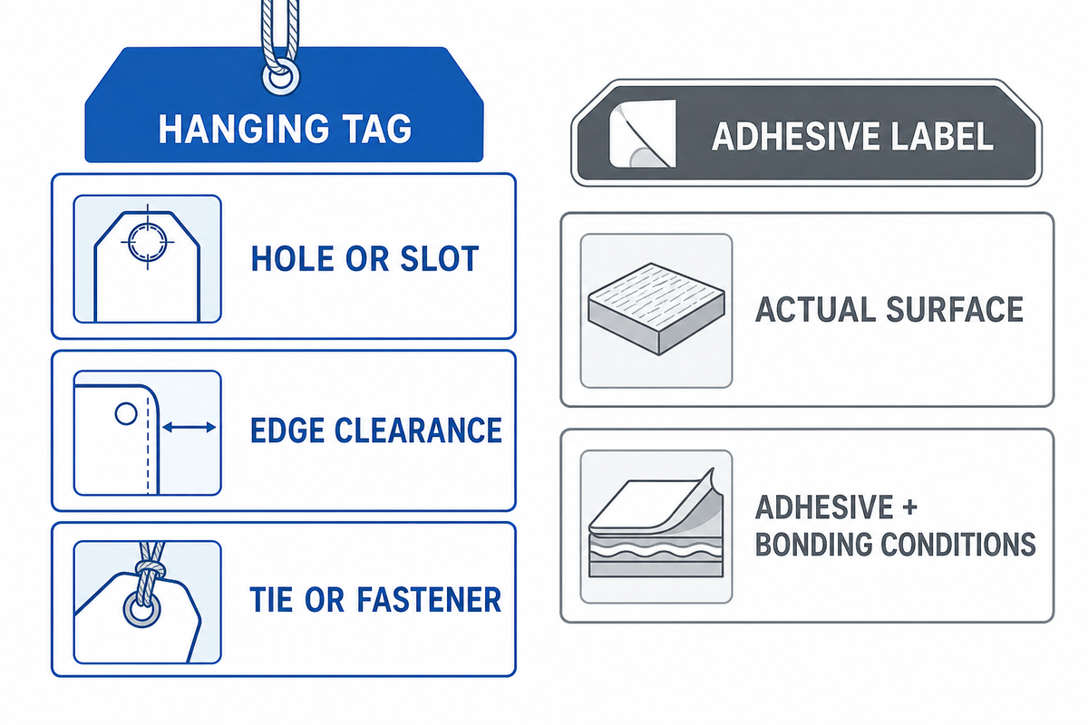 Choose a hanging tag or an adhesive label first — Guanma