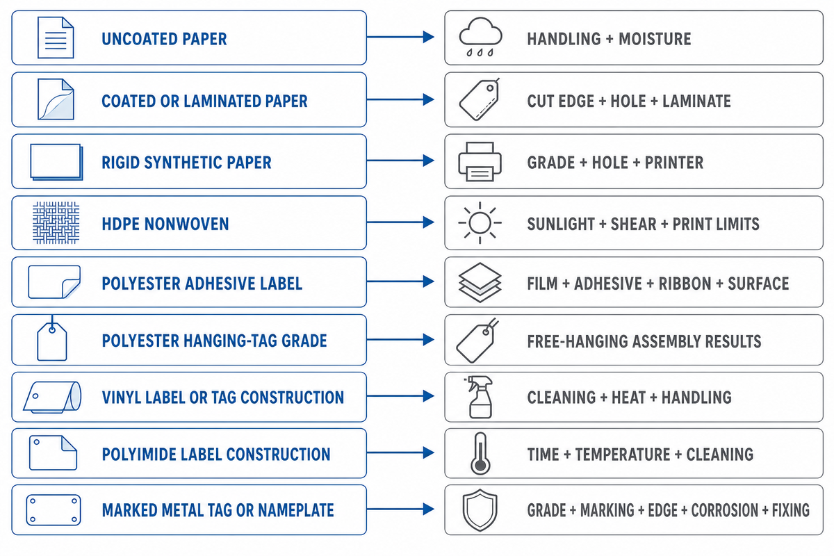 Resistant tag material: compare candidate constructions — Guanma