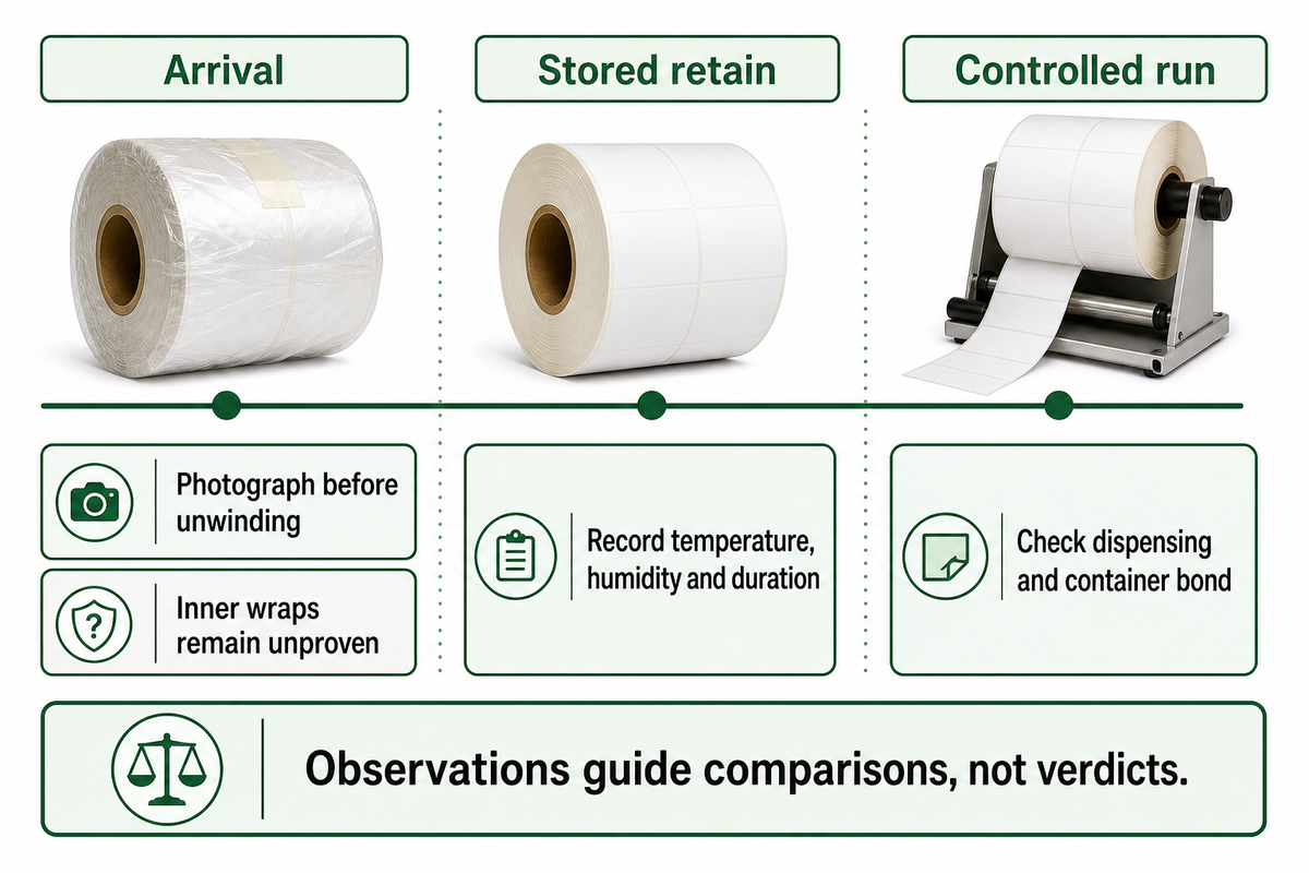 Arrival, stored-retain and controlled-run observations guide the next comparison without proving a cause.
