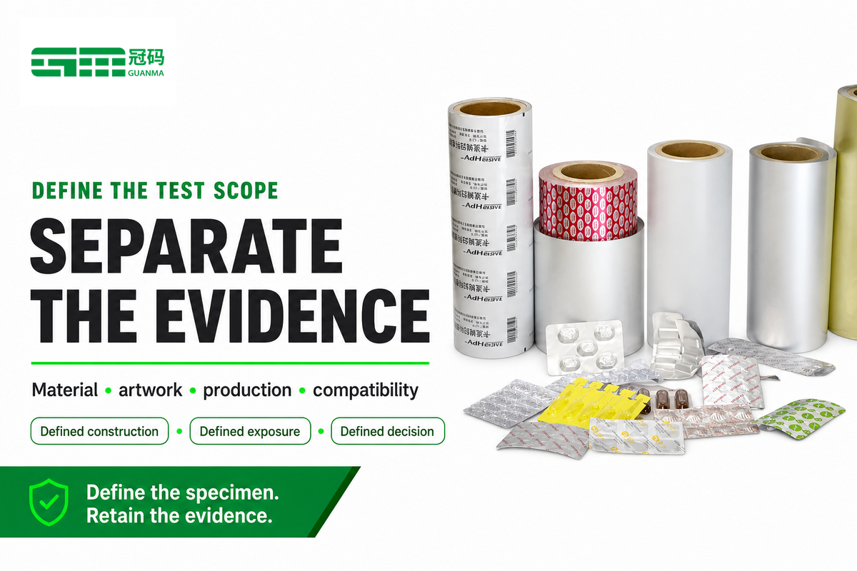 Material evidence, approved artwork, finished-unit checks and compatibility are separate approval questions.