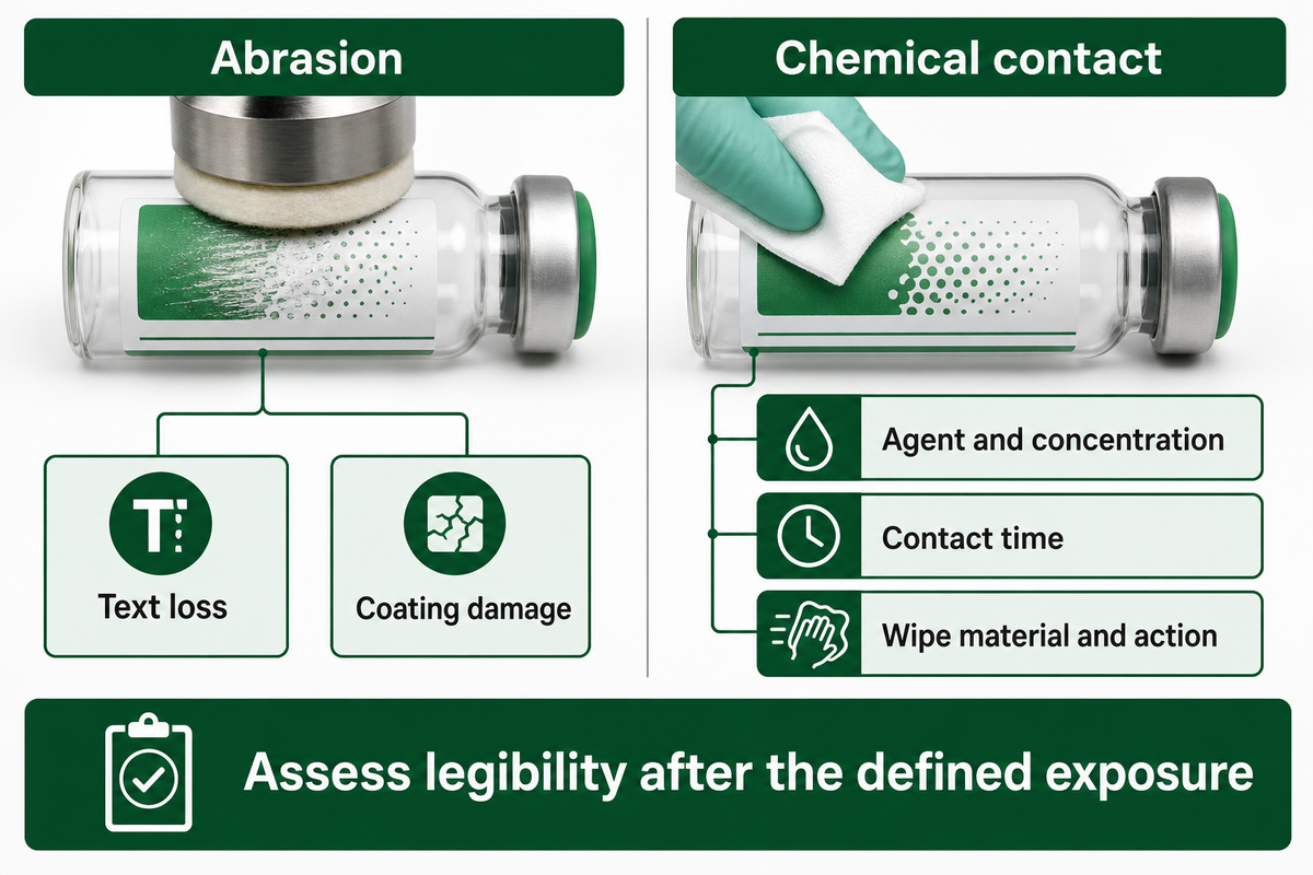 A dry-rub result cannot establish resistance to the actual wipe chemical.