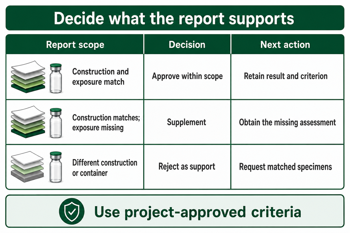 Approve matched scope, supplement missing exposure or reject support for a different specimen.
